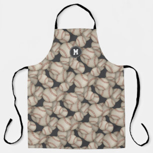 Grungy honkballen patroon Monogrammed sportgeschen Schort