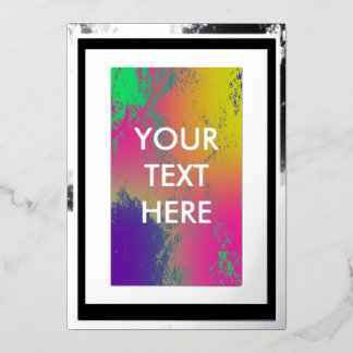 Grungy Iridescent Abstract Blank Silver Folie Uitnodiging