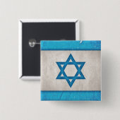 Grungy Israel Flag Star van David Vierkante Button 5,1 Cm (Voorkant /achterkant)