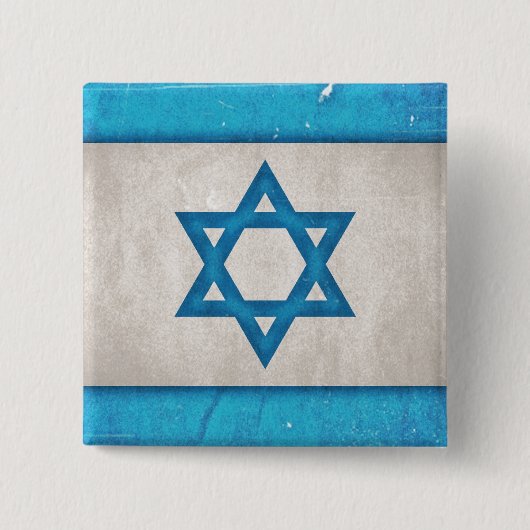 Grungy Israel Flag Star van David Vierkante Button 5,1 Cm (Voorkant)