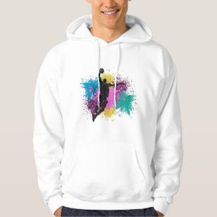 Grungy-kleurenschokken van Basketball Player Hoodie