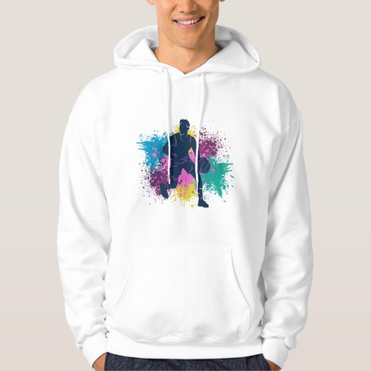 Grungy-kleurenschokken van Basketball Player Hoodie (Voorkant)