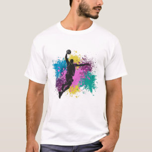Grungy-kleurenschokken van Basketball Player T-shirt