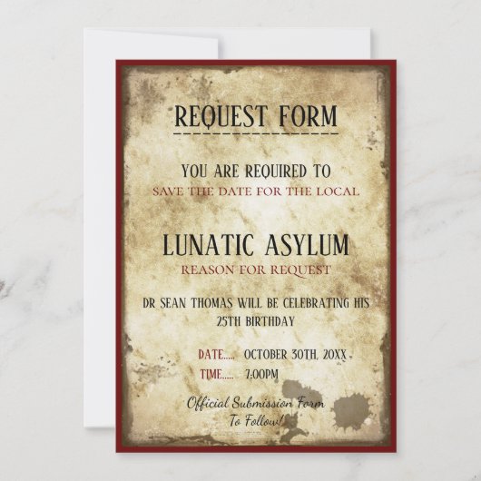 Grungy Lunatic Asylum Birthday Save The Date (Voorkant)