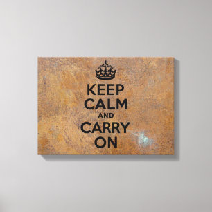 Grungy Metal Bord Keep Calm in Black Canvas Afdruk