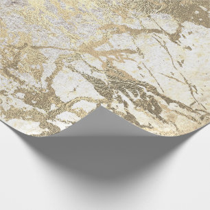 Grungy Molten Gold Parly Marble Shiny Metallic Cadeaupapier