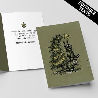 Grungy Opossum & Raccoon Teamwork Christmas Custom Kaart