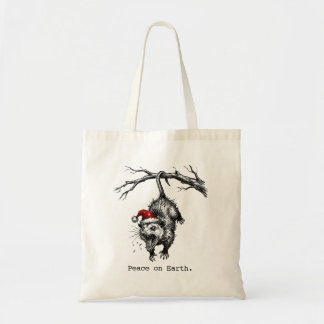 Grungy Opossum Silent Scream Peace on Earth Tote Bag