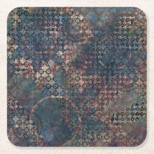 Grungy Patronen met het Patchwork van het Oversein Vierkante Kartonnen Onderzetter