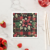Grungy Poinsettia Plaid Stof Decoupage Papier Servet (Insitu)