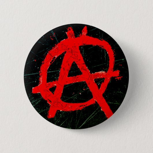 Grungy Red Anarchy Symbol Ronde Button 5,7 Cm (Voorkant)