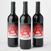 Grungy Red Anarchy Symbol Wijn Etiket (Flessen)