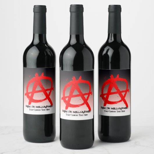 Grungy Red Anarchy Symbol Wijn Etiket (Flessen)