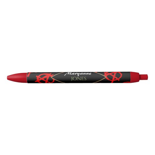 Grungy Red Anarchy Symbol Zwarte Inkt Pen (Voorkant)