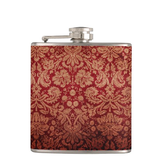 Grungy Red Damask Heupfles (Voorkant)