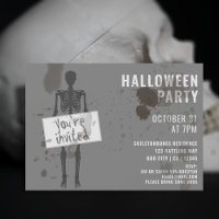 Grungy skelet Halloweenfeest uitnodiging