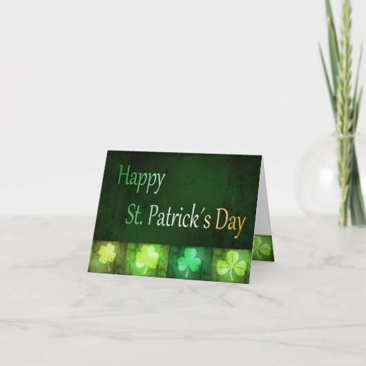 Grungy St. Patrick's Day Shamrocks - Carte de voeu (Devant)