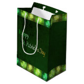 Grungy St. Patrick's Day Shamrocks Medium Gift Bag Medium Cadeauzakje (Achterkant Gekanteld)