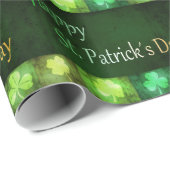 Grungy St. Patrick's Day Shamrocks Wrapping Paper Cadeaupapier (Rol Hoek)