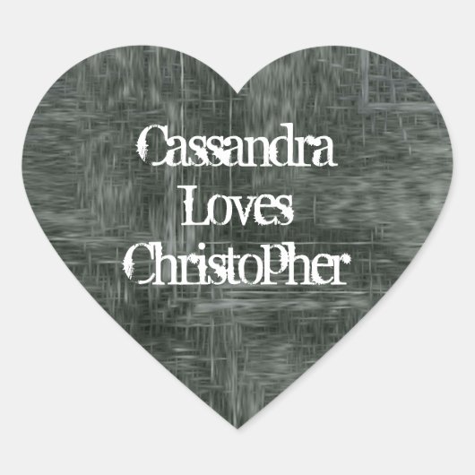 Grungy threadbare liefde hart sticker (Voorkant)