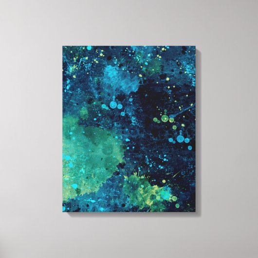 Grungy Turquoise en Yellow Canvas Afdruk (Voorkant)