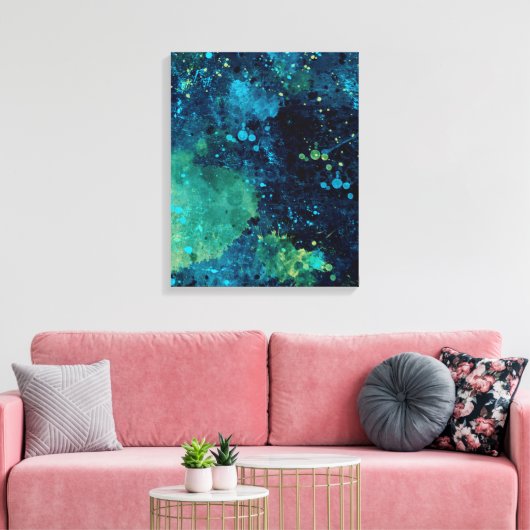 Grungy Turquoise en Yellow Canvas Afdruk (Insitu (Woonkamer))