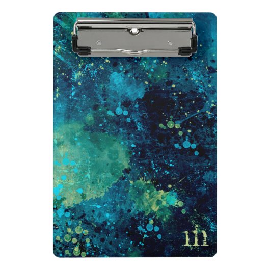 Grungy Turquoise en Yellow Mini Klembord (Voorkant)