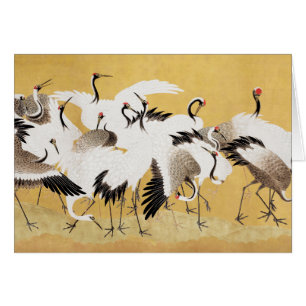 Grupe de grues japonaises Vintage Oiseau Riche Cla