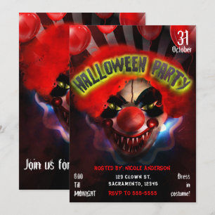 Gruselig Enge Moordenaar Clown Halloween Feest Kaart