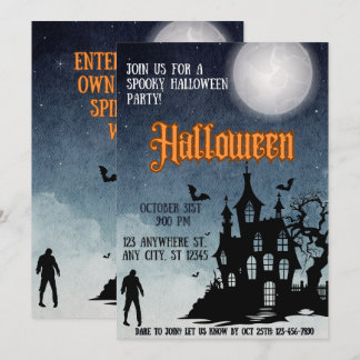 Gruselige Halloween-feestuitnodigingskaart Kaart