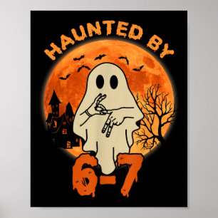 Gruselige Halloween-skelet Gruselige Zes Zeven Num Poster