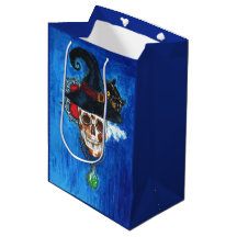 Gruselige Heksen schedel met Zwarte Kat & Toverdra