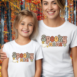 Gruselige mama retro halloween mama en ik bijpasse t-shirt