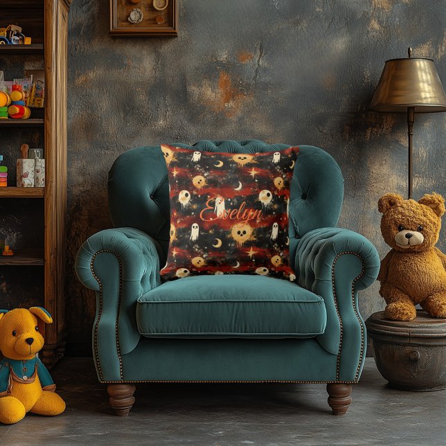 Gruselige Zonsverduistering Halloween met Geesten  Kussen (Creator heeft geüpload)