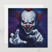 Gruselijke clown uitnodiging (Voorkant / Achterkant)