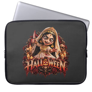 Gruselijke Zombie Bruid Halloween Horror Kunstprin Laptop Sleeve
