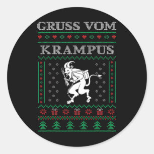 Gruss Vom Krampus Gothic Lelijke Kersttrui Kram Ronde Sticker