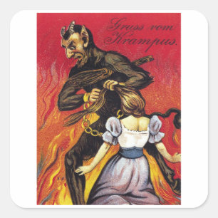 Gruss Von Krampus -  Krampus Vierkante Sticker