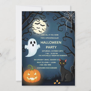 Grutig Halloween-uitnodigingssjabloon   Nacht  Kaart