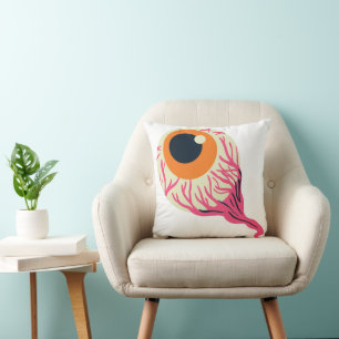 Gruwelige Roze Oranje Oogbal Aders Grafische Hallo Kussen