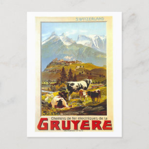  Gruyere Zwitserland Travel Poster Briefkaart