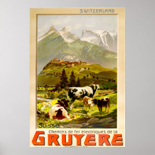 Gruyère, Zwitserland Vintage Travel Poster