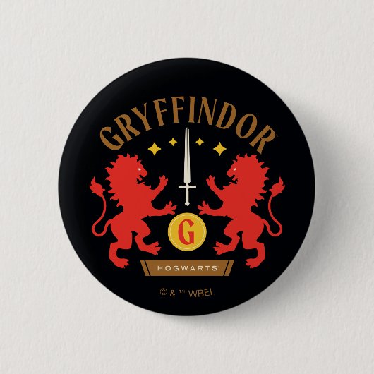 GRYFFINDOR™ House Double Lion Sword Graphic Ronde Button 5,7 Cm (Voorkant)