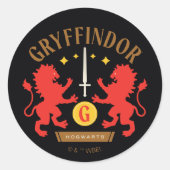 GRYFFINDOR™ House Double Lion Sword Graphic Ronde Sticker (Voorkant)