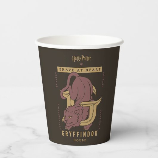GRYFFINDOR™ Huis Dapper in hart en nieren Papieren Bekers (Achterkant)