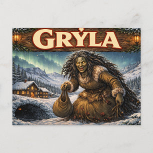 Gryla IJslandse kerstman postkaart