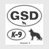 GSD German Shepherd Dog K-9 Oval Sticker Set (Vel)