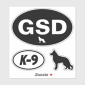GSD German Shepherd Dog K-9 Oval Sticker Set (Vel)