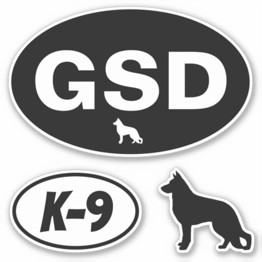 GSD German Shepherd Dog K-9 Oval Sticker Set (Voorkant)