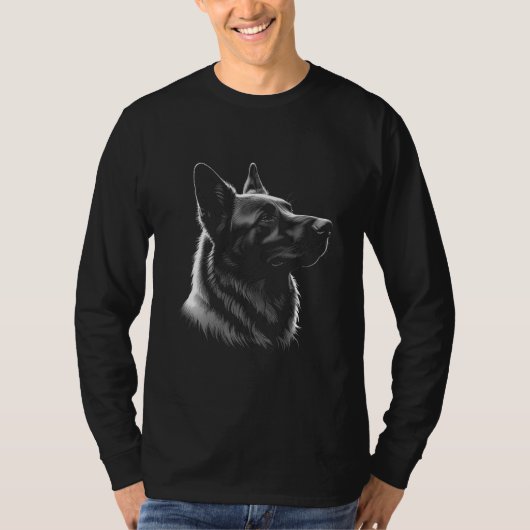 GSD Head Long Sleeve Black T-Shirt (Voorkant)